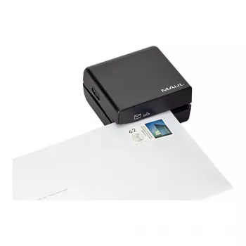 MAUL elektrisk brevöppnare, batteridriven, svart, rostfria skärhjul, plasthölje (75618-90)