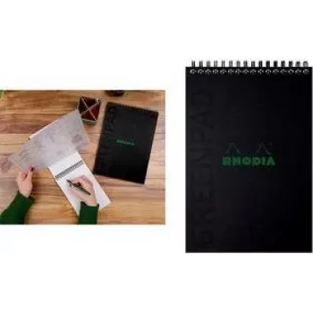 RHODIA GREENPAD spiralanteckningsblock A5+ linjerat svart 160x210 mm 90 g/m² 80 blad 119929C