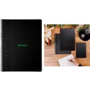 RHODIA GREENBOOK Collegeblock A4+ linjerat, svart omslag av återvunnen kartong 119933C