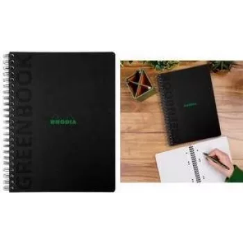 RHODIA GREENBOOK Collegeblock A4+ linjerat svart (80 blad) 119923C