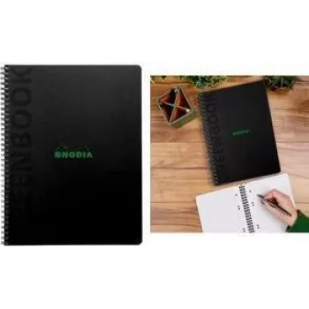Rhodia Greenbook Collegeblock A5+ linjerat, svart omslag av återvunnen kartong, 80 blad 119925C