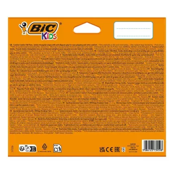 BIC KIDS Comfort Jumbo tuschpennor, olika färger, 12-pack, 1,4 mm spets, tvättbara 517250