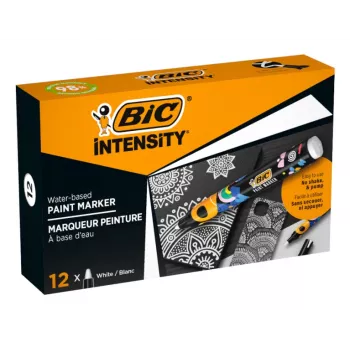 BIC Intensity permanentmarker, vit, rund spets, 1,5-2,3 mm, 1 st, 98 % återvunnen 5274251