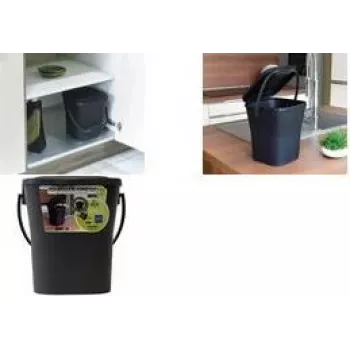EDA KOMPOST 6L Anthracite Compost Bin with Lid and Handle, Recycled Plastic 013119 R G.ANT