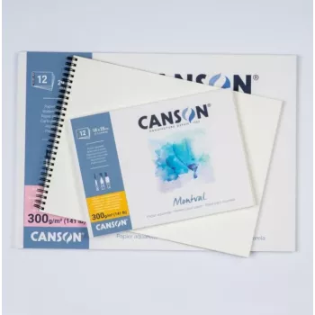Canson Montval Watercolor Paper, 200 g/m², 500 x 650 mm, Natural White, Fine Grain, Acid-Free, 10 Sheets C518412002