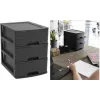 EDA STONE lådbox DIN A5, 3 lådor, polypropen, svart 010322 NO