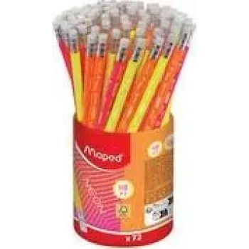 Maped Neon HB grafitpenna med suddgummi, trekantig, 72-pack etui 853789FC
