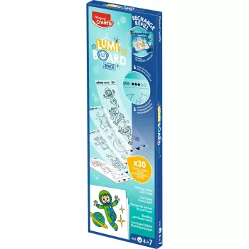 Maped Creativ LUMI BOARD Space påfyllningspack - 35 genomskinliga och temablad för LED-ljusbord 907097