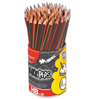 MAPED BLACK'PEPS HB Graphite Pencil with Eraser, Triangular, 72-Pack Quiver 851759FC