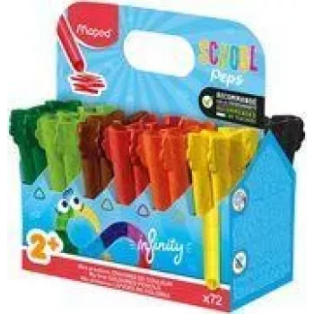 Maped Color'Peps Infinity trekantigt färgpennsset, 72 olika färger, massiva stift, brottsäkra, håller 8x längre än jumbofärgpennor 864602