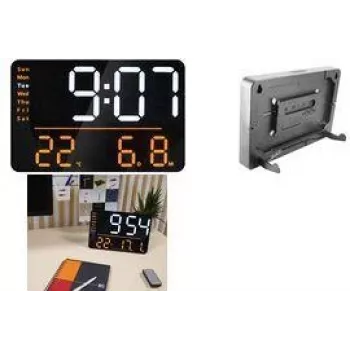 UNILUX NUMI multifunktionell digital LED-väggklocka, svart med fjärrkontroll, 10-stegs dimning, alarm 400202319