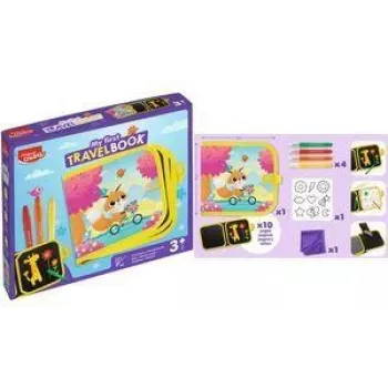 Maped Creativ My First Travel Journal, 8-Piece Wipe-Clean Colouring Set with 3 Washable Pens, Reusable Spiral-Bound Pages, Stickers, Eraser and Cloth, Ages 2+ 906905