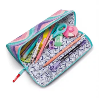 Maped Effect Pastel Softy Waves XXL Pencil Case, Triangular, Reversible, Pastel Waves 931913