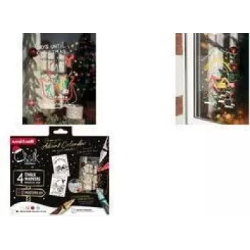 uni-ball kritmarker CF CHALK/4 009, Christmas Box TRADI, olika färger, rund spets, 1,8-2,5 mm, 4 st