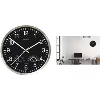 UNILUX WETTY väggklocka 300 mm svart med termometer och hygrometer 400140807