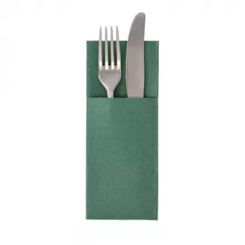 PAPSTAR ROYAL Collection servetthållare, mörkgrön, tygliknande premium-tissue, förvikt med bestickficka, 40 x 40 cm, 50 st 37334
