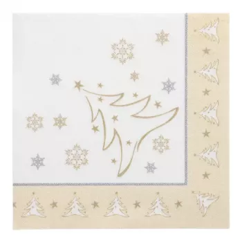PAPSTAR X-Mas Elegance Gold juldagsmotiv servetter, tissue, 4-lagers, 1/4 vikning, 400 x 400 mm, 1 st (87104)
