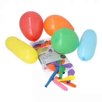 PAPSTAR 50-delat partyluftballongset i blandade färger och former, naturgummilatex, runda och modelleringsballonger, biologiskt nedbrytbara 18674