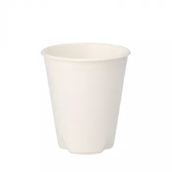 PAPSTAR pure sockerrörs dricksglas 0,2 L, vit, 12-pack, komposterbart och mikrovågssäkert 89853
