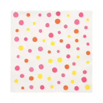 PAPSTAR Colorful Dots pappersservetter, 330 x 330 mm, rosa, 3-lagiga, 1/4-vikning, 20 servetter 88346