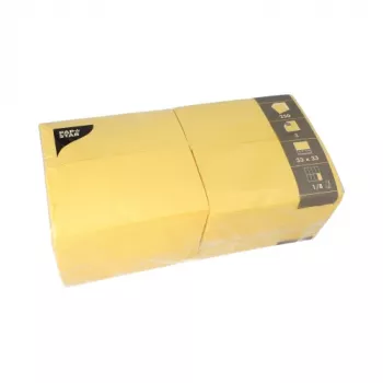 PAPSTAR bistroservetter, 330 x 330 mm, 3-lagiga, gul, 1/8-vikning, tissue, krympförpackade, 50 st 84580