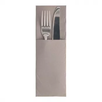 PAPSTAR ROYAL Collection servettficka, grå, 40 x 40 cm, 1-lagig airlaid, förvikt med bestickficka, 50 st 89417