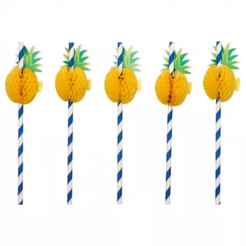 PAPSTAR ananas papperssugrör, 200 mm, blå/vit, 250 st (87780)