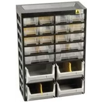 Allit VarioPlus Basic 34 smådelsmagasin, 20 lådor, plast, grå, 305 x 170 x 435 mm 458160