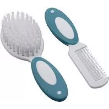 Olympia H+H babyhårborste- och kamm-set BS 868, naturborst, extra mjuk, vit, 98374