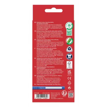 Faber-Castell Colour GRIP trekantiga färgpennor, blandade färger, 10 st, Soft-Grip-zon, brottsäker 3,3 mm kärna, vattenbaserad lack, promoetui 201585