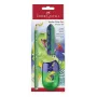 Faber-Castell Dino Jumbo skrivset, grön, 3 pennor, 3 mm stift, ergonomiskt trekantig, brottsäker, från 3 år 111529