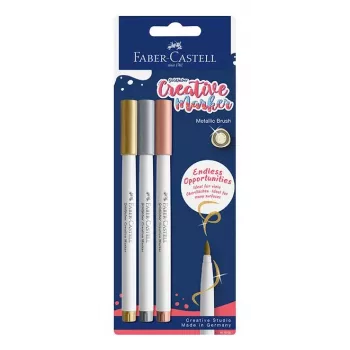 Faber-Castell Goldfaber Creative Marker set, 3 olika färger, pigmenterat vattenbaserat bläck, luktfritt, smetfritt, stänkskyddat, blisterförpackning 161005