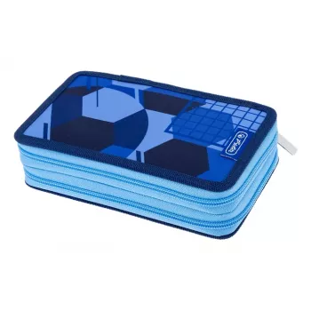HERLITZ Blue Goal dubbelt pennfodral, 23 delar, 2 fack, dragkedja, färgat innerfoder 400205859