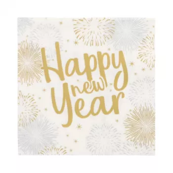 PAPSTAR Happy New Year servetter 330 x 330 mm, 3-lagig, 1/4 vikning, 20-pack 89772