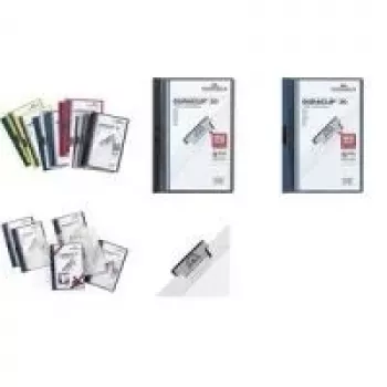 DURABLE DURACLIP ORIGINAL 30 A4 klämmappar med metallklämma, genomskinliga blå frontlock, 5-pack 2227-07