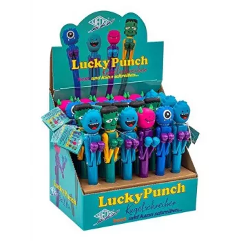WEDO Monster kulspetspenna Lucky Punch, olika färger, mekanisk boxfunktion, blått bläck, 1 st (252 2399)