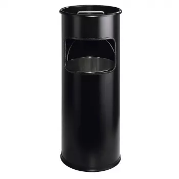 DURABLE metallpapperskorg 17L rund med askkopp, svart 333001