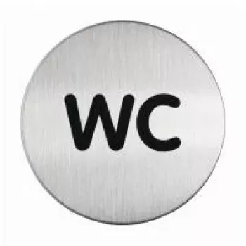 DURABLE PICTO WC-dörrskylt, rund 83 mm, självhäftande, silver/svart 490723