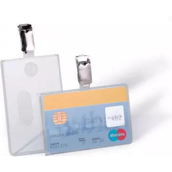 DURABLE ID-korthållare med clip för 1 kort, transparent, 25 st (811319)