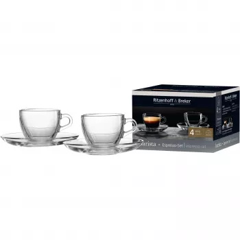 Ritzenhoff & Breker BARISTA espressoset, 4-delar, klart glas, 80 ml koppar, diskmaskinssäker 822038