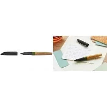 STABILO Grow kulspetspenna – mossgrön/ek skaft, blått bläck, Soft Ball, ergonomisk plastgreppzon, tryckmekanism, påfyllningsbar 6032/1-41
