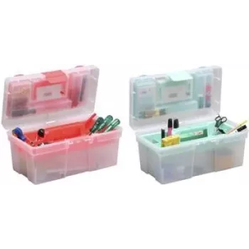 allit McPlus Clear 16 förvaringslåda, polypropen, transparent med röda lås 416411