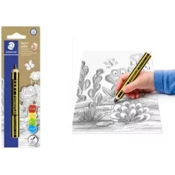 Staedtler Noris Junior grafitpenna - 2B, svart/gul randig, rund skaft, enstaka 141-2B BK