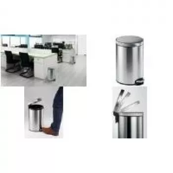 DURABLE rostfri papperskorg med fotpedal 12L rund 340123