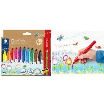 STAEDTLER Noris jumbo fiberpennor, 3,0 mm, trekantig, tvättbar, förpackning med 10 328-B C10P