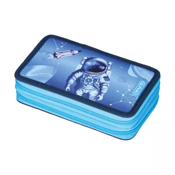 Herlitz dubbelkammar-pennfodral Cosmic Explorer, 23 delar, 2 blixtlås, färgat innerfoder 400197545