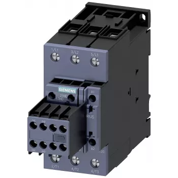 SIEMENS kontaktor AC-3 22kW/400V 2NO+2NC 230V AC 50A S2 skruvklämmor (3RT20361AP04)