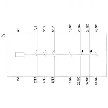 SIEMENS kontaktor AC-3 22kW/400V 2NO+2NC 230V AC 50A S2 skruvklämmor (3RT20361AP04)