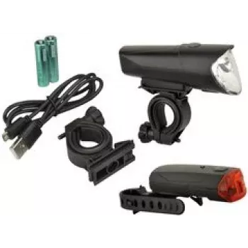 FISCHER cykel LED-belysningsset 40/20/10 lux, StVZO-godkänt, svart (85346)