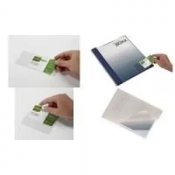 DURABLE POCKETFIX självhäftande ficka 90x57mm, tumurtag, transparent, 100-pack 837919